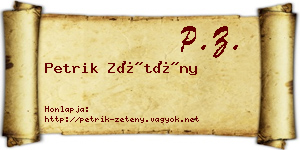 Petrik Zétény névjegykártya
